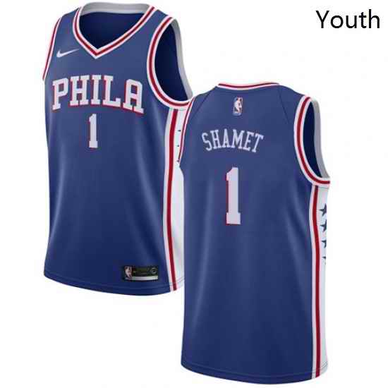 Youth Nike Philadelphia 76ers 1 Landry Shamet Swingman Blue NBA Jersey Icon Edition
